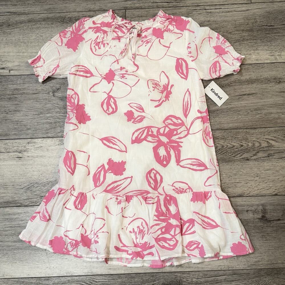 Anthropologie Kindred Pink Floral Mini Dress Ruffle Babydoll Lined Womens Small